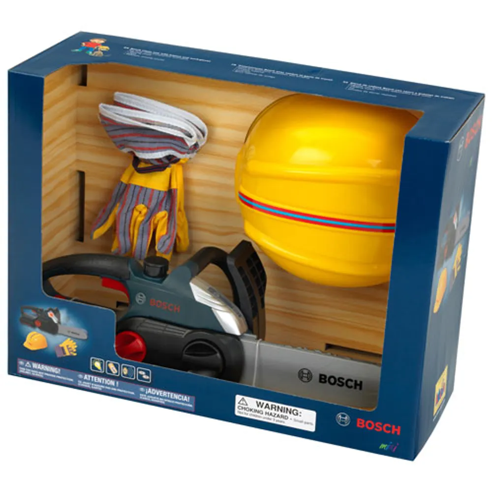 Theo Klein Toy Chainsaw, Helmet & Work Gloves