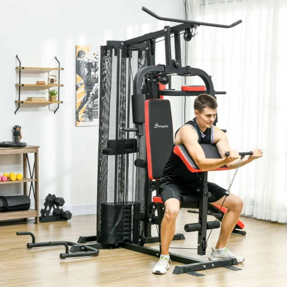 Soozier Multi Gym Workout Station with 99lbs Weight Stack