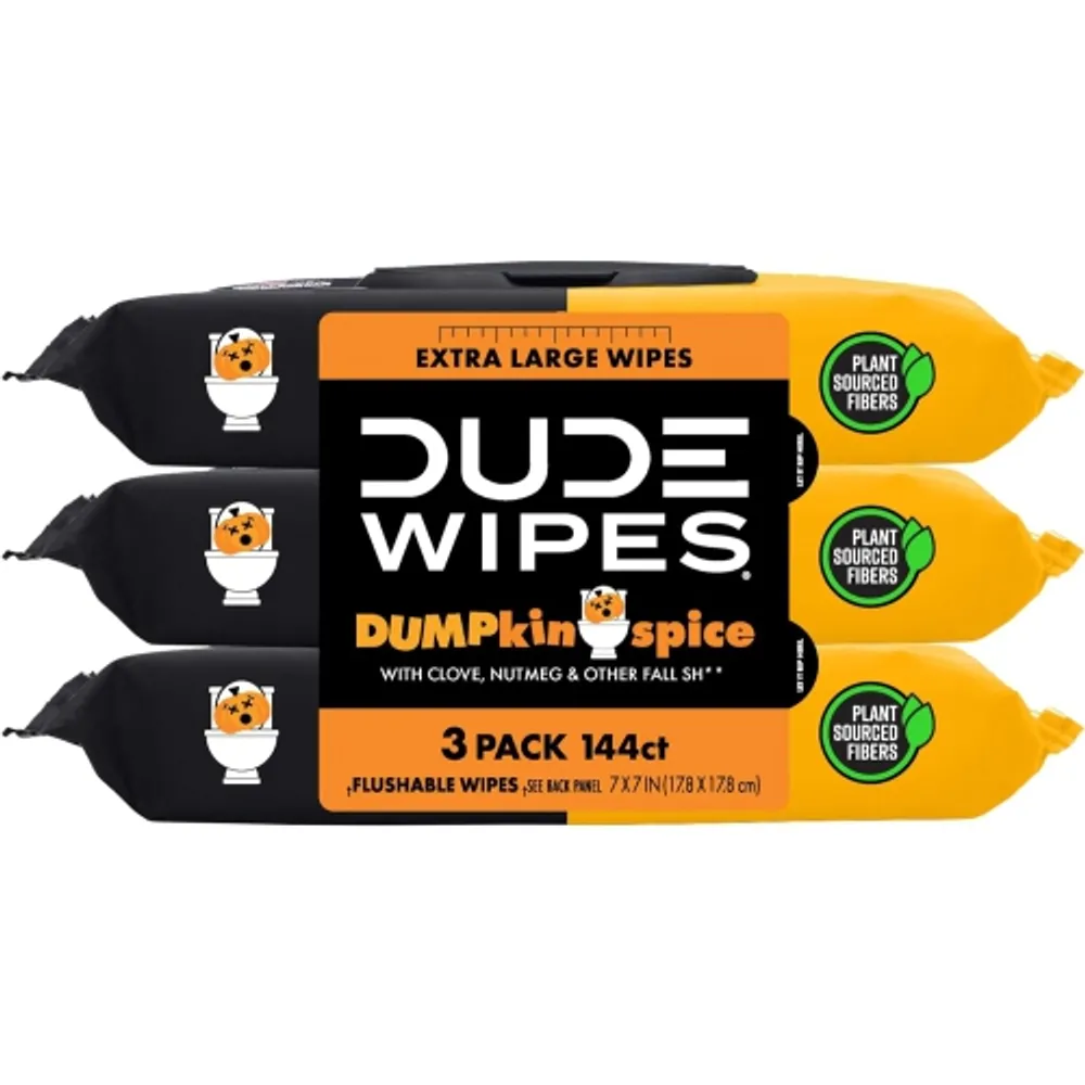 Dude Wipes Flushable Wipes, Fragrance Free, 3 Pack - 3 - 48 wipe packs [144 wipes]