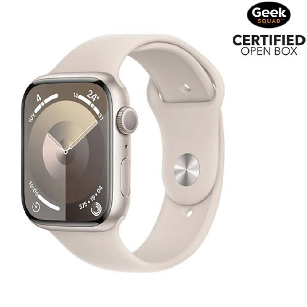 Boîte ouverte - Apple Watch Series 9 (GPS) avec boîtier de 45 mm en aluminium comète et bracelet sport comète - Petit/Moyen