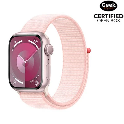 Open Box - Apple Watch Series 9 (GPS) 41mm Pink Aluminium Case with Light Pink Sport Loop - Small