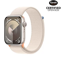 Boîte ouverte - Apple Watch Series 9 (GPS) avec boîtier de 45 mm en aluminium comète et bracelet sport à rabat comète - Petit