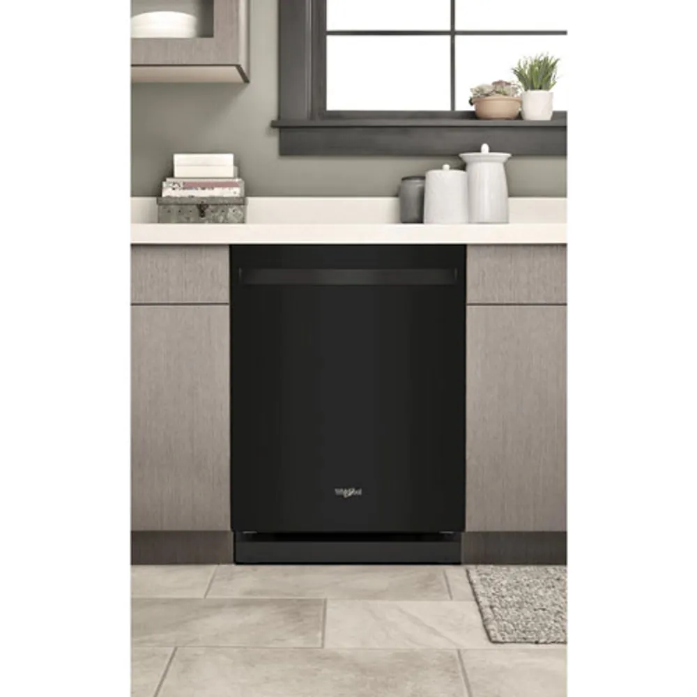 Whirlpool 24" 44dB Built-In Dishwasher with Stainless Steel Tub & Third Rack (WDT550SAPB) - Black