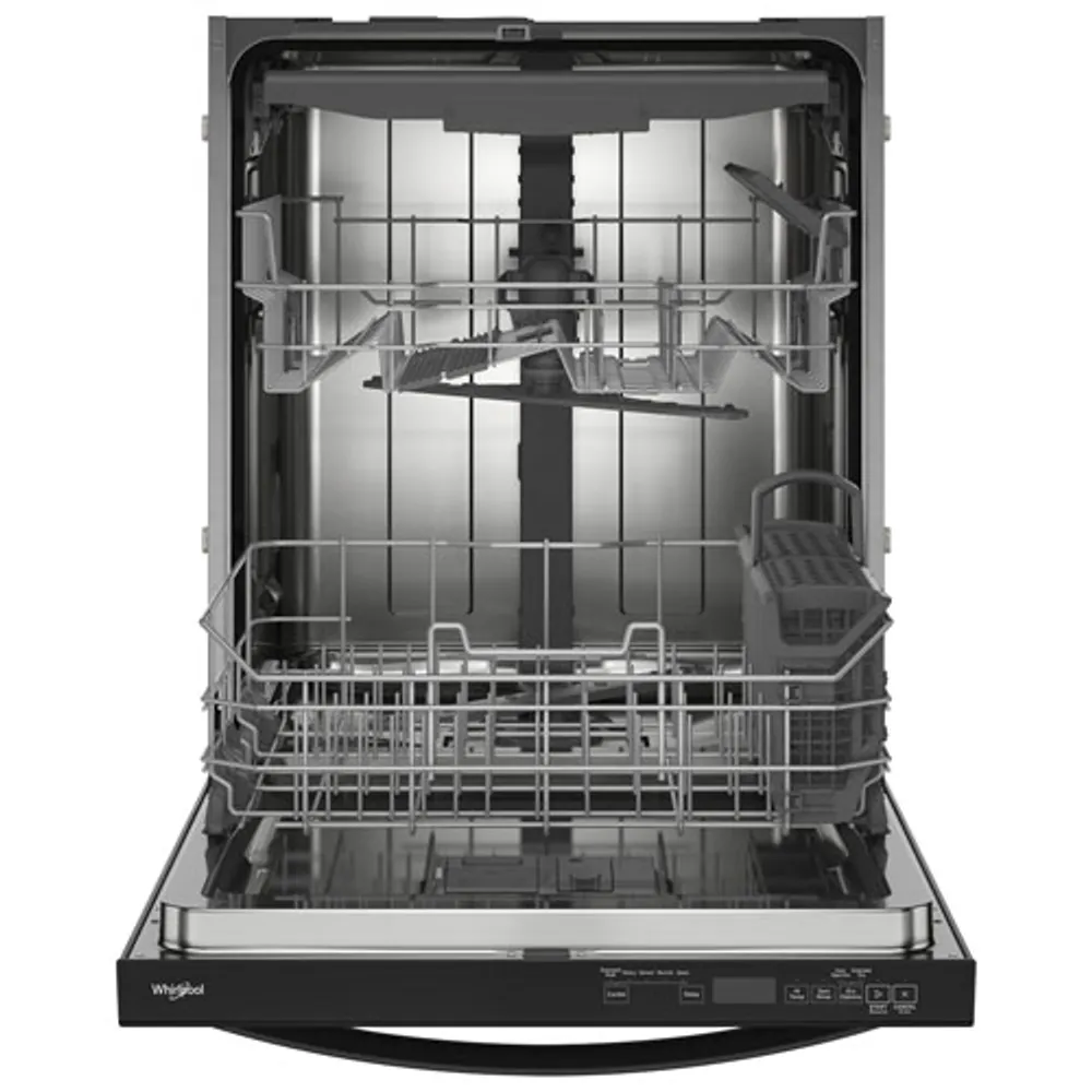 Whirlpool 24" 44dB Built-In Dishwasher with Stainless Steel Tub & Third Rack (WDT550SAPB) - Black