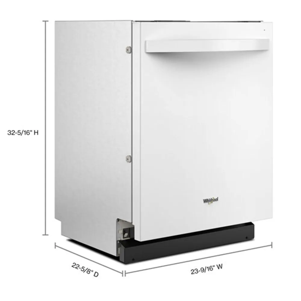 Whirlpool 24" 44dB Built-In Dishwasher with Stainless Steel Tub & Third Rack (WDT550SAPW) - White