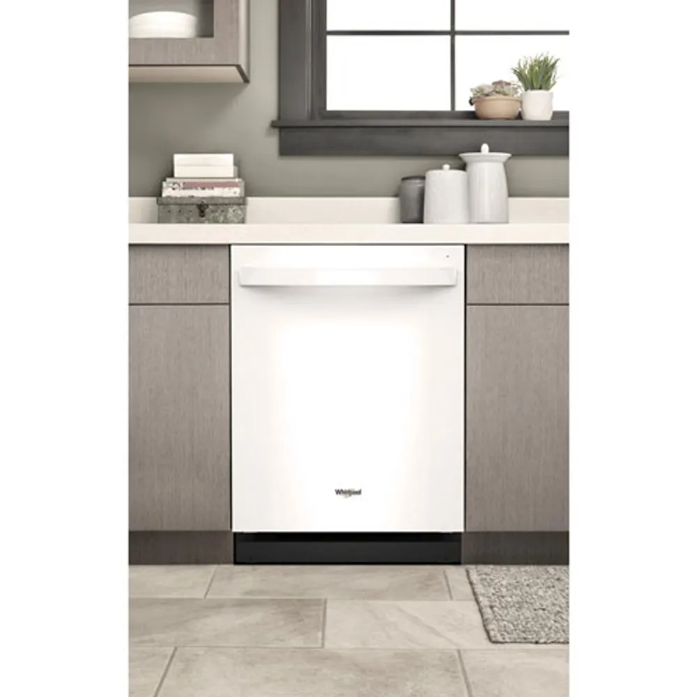 Whirlpool 24" 44dB Built-In Dishwasher with Stainless Steel Tub & Third Rack (WDT550SAPW) - White