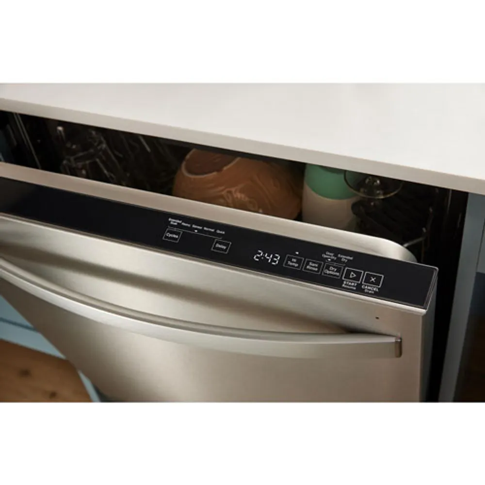 Whirlpool 24" 44dB Built-In Dishwasher with Stainless Steel Tub & Third Rack (WDT550SAPW) - White