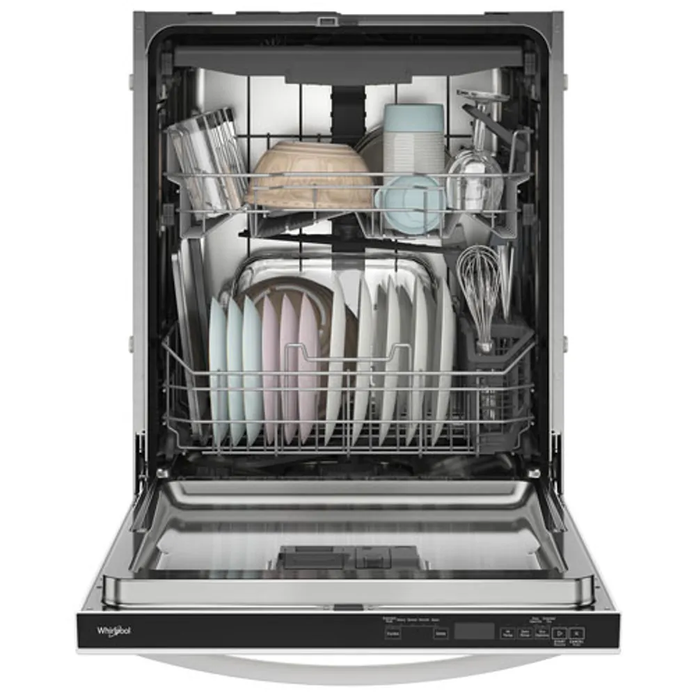 Whirlpool 24" 44dB Built-In Dishwasher with Stainless Steel Tub & Third Rack (WDT550SAPW) - White