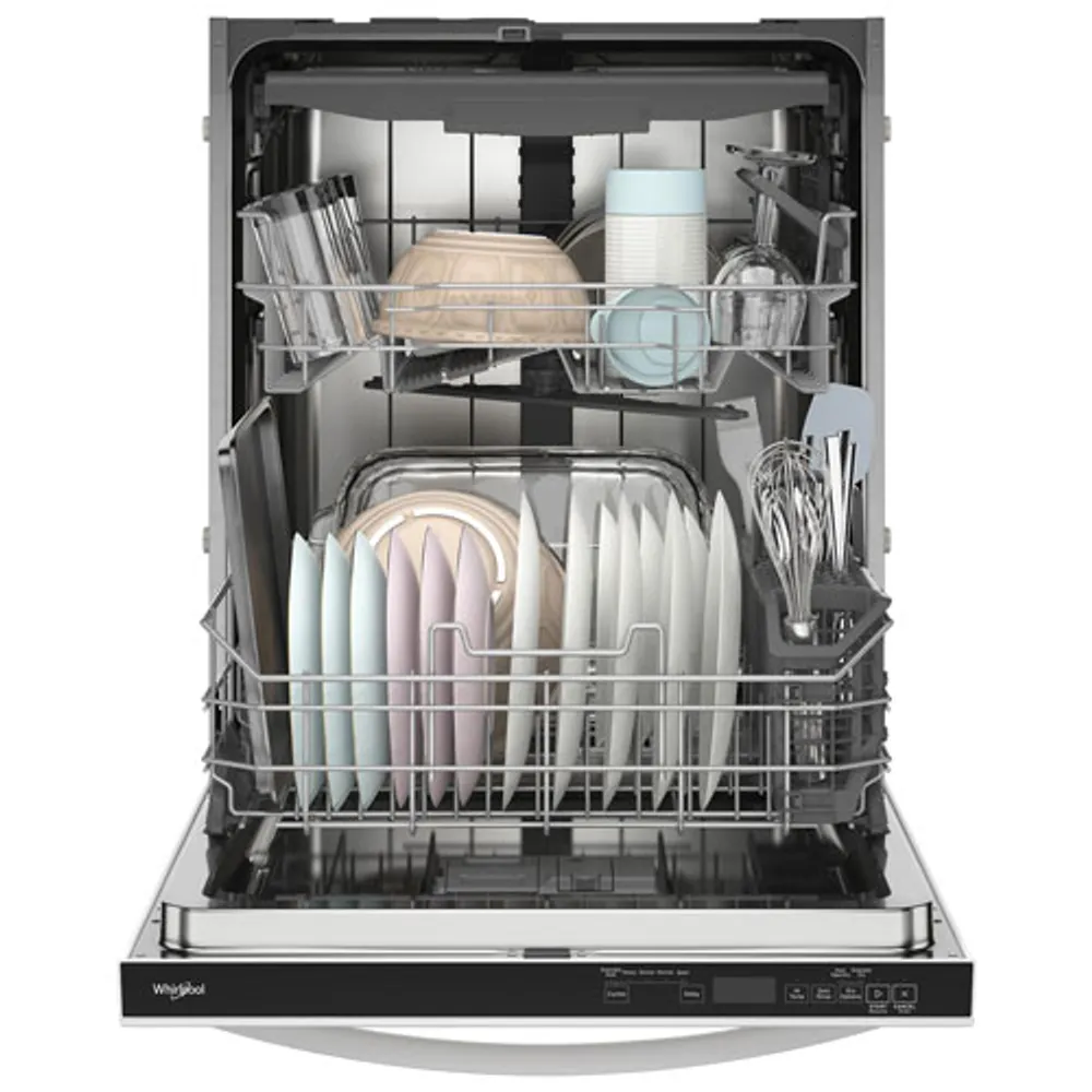 Whirlpool 24" 44dB Built-In Dishwasher with Stainless Steel Tub & Third Rack (WDT550SAPW) - White