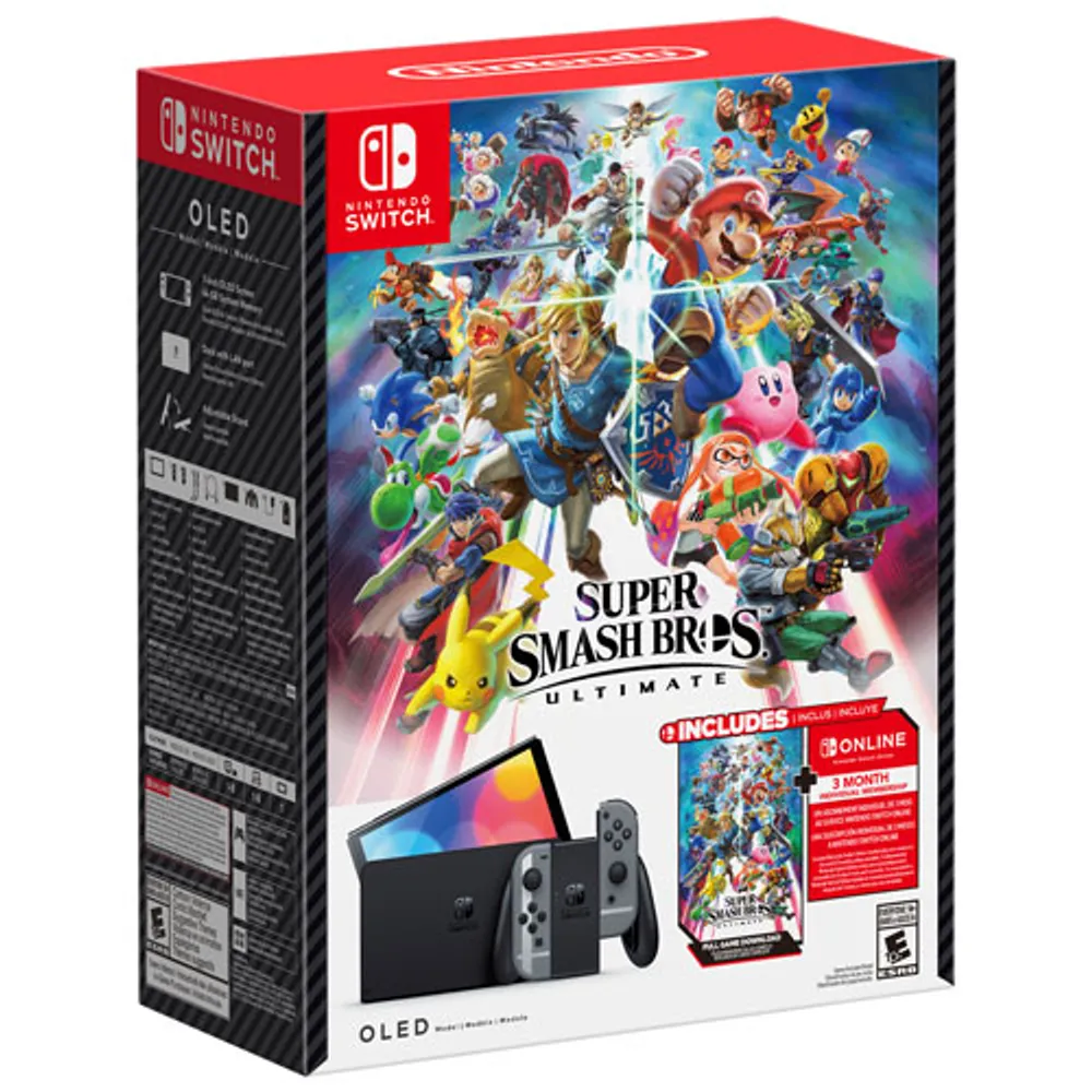 Nintendo Switch (OLED Model) Super Smash Bros. Bundle with Full Game Download Code and 3-Month Online Membership