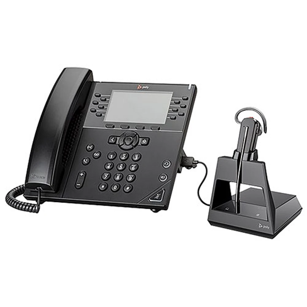 Système avec casque d'écoute sans fil Poly Voyager 4245 de HP - Noir