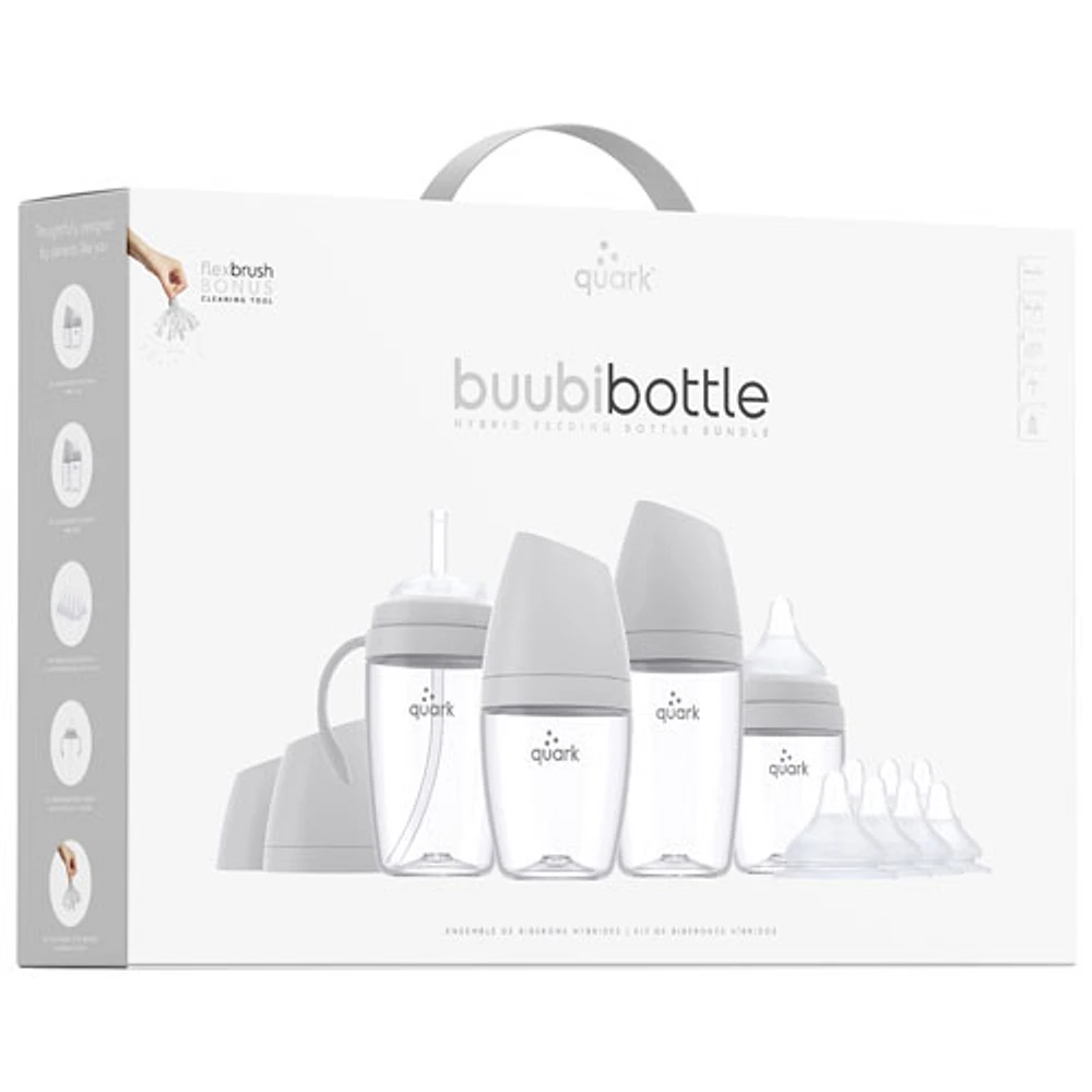 Ensemble de biberons hybrides BuubiBottle de Quark - Gris
