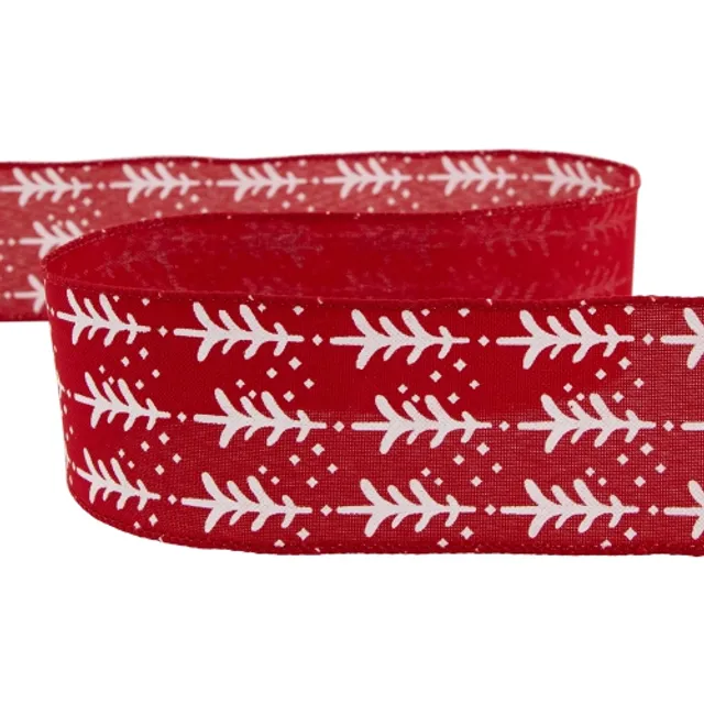 Shimmering Red with Silver Snowflakes Wired Craft Christmas Ribbon 2.5 x  10 Yards