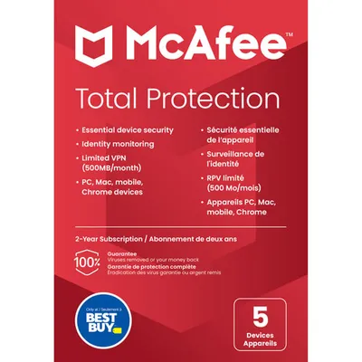 McAfee Total Protection (PC/Mac/iOS/Android) - 5 Device - 2 Year - Only at Best Buy