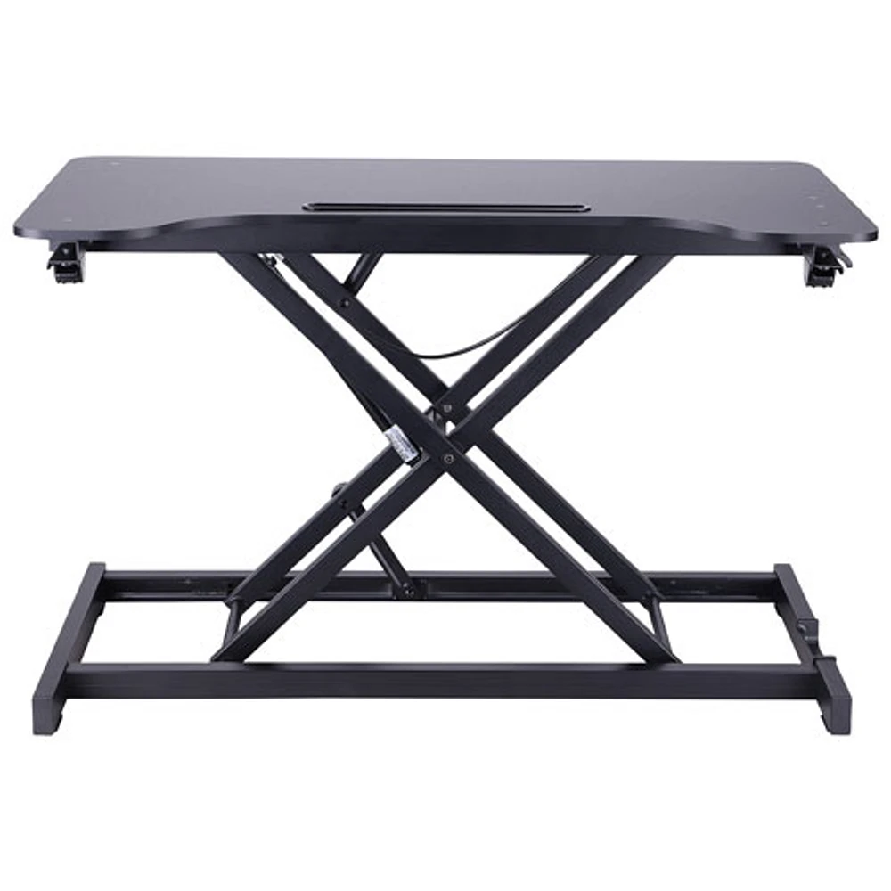 Rocelco 32"W Ergonomic Hi-Lift Adjustable Desk Riser with Keyboard Tray - Black