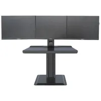 Rocelco 28" Adjustable Desk with Triple Monitor Mount - Black