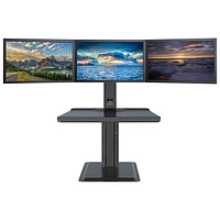 Rocelco 28" Adjustable Desk with Triple Monitor Mount - Black