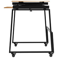 Rocelco 40"W Ergonomic Portable & Adjustable Stand Desk with Keyboard Tray - Teak