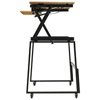 Rocelco 40"W Ergonomic Portable & Adjustable Stand Desk with Keyboard Tray - Teak