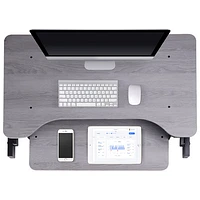 Surélévateur de bureau ergonomique ajustable de 38 po de largeur de la collection DADR de Rocelco avec plateau pour clavier - Gris