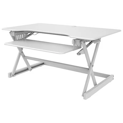 Rocelco 40"W Ergonomic Adjustable Desk Riser with Keyboard Tray - White