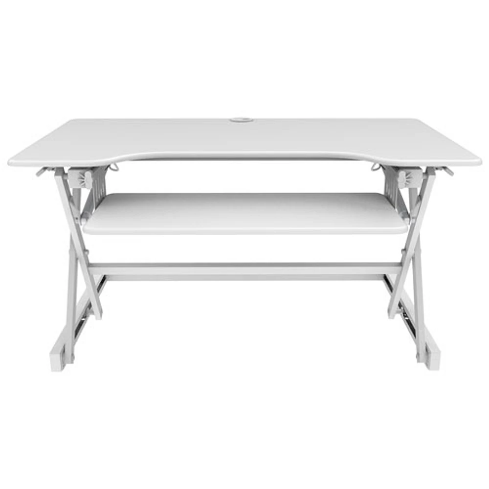 Rocelco 40"W Ergonomic Adjustable Desk Riser with Keyboard Tray - White
