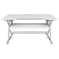 Rocelco 40"W Ergonomic Adjustable Desk Riser with Keyboard Tray - White