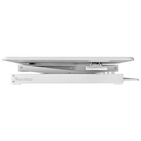 Rocelco 46"W Ergonomic Adjustable Desk Riser with Keyboard Tray - White