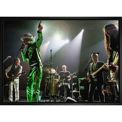 Frameworth The Tragically Hip: 20" x 29" Band Photo with Gord in Green Framed Canvas