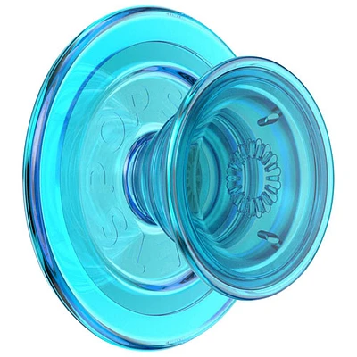 Prise extensible à support universel PopGrip de PopSockets pour téléphone cellulaire et support avec MagSafe - Bleu translucide