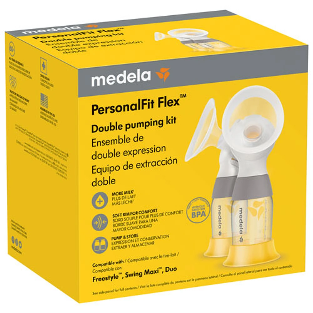 Ensemble d'expression double PersonalFit Flex de Medela pour tire-lait Freestyle, Swing Maxi et Duo