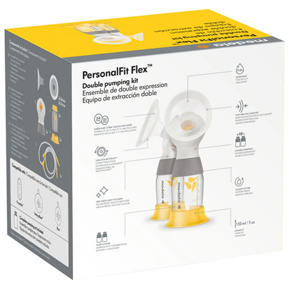 Ensemble d'expression double PersonalFit Flex de Medela pour tire-lait Freestyle, Swing Maxi et Duo