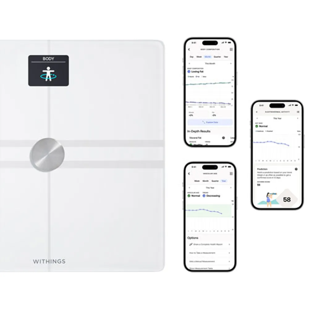 Pèse-personne intelligent Wi-Fi/Bluetooth Body Comp de Withings - Blanc