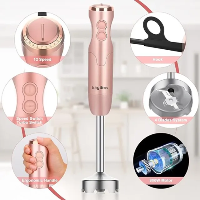 5 CORE Immersion Blender Handheld 1 Piece 500W Copper Motor w 800ml Mixing  Beaker Emulsifier Blender Multi Purpose Emerson Blenders Premium Small  Kitchen Appliances