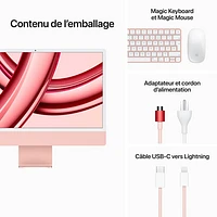 iMac de 24 po d'Apple (automne 2023) - Rose (puce M3 d'Apple/processeur graphique à 8 coeurs/SSD 256 Go/RAM 8 Go) - Français