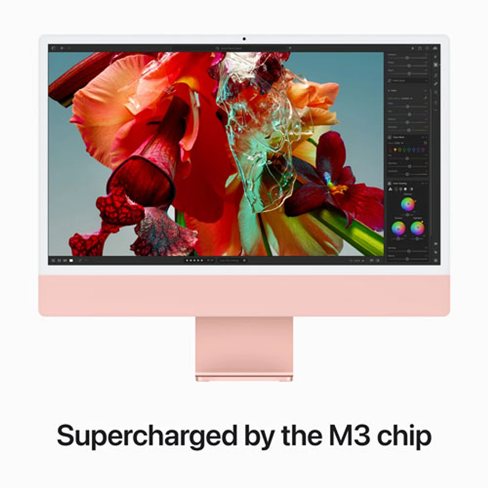 iMac de 24 po d'Apple (automne 2023) - Rose (puce M3 d'Apple/processeur graphique à 8 coeurs/SSD 256 Go/RAM 8 Go) - Français