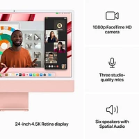 iMac de 24 po d'Apple (automne 2023) - Rose (puce M3 d'Apple/processeur graphique à 8 coeurs/SSD 256 Go/RAM 8 Go) - Français
