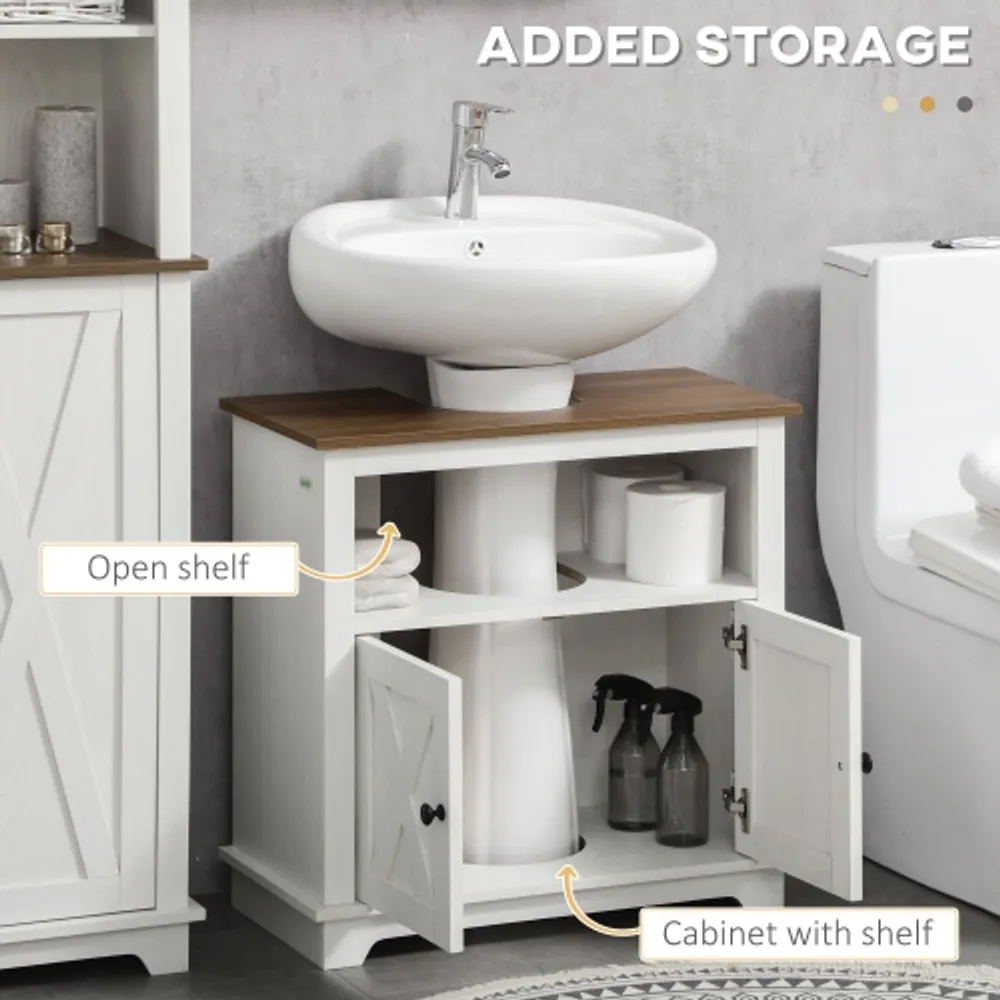 kleankin Pedestal Sink Storage Cabinet, Under Sink Cabinet with