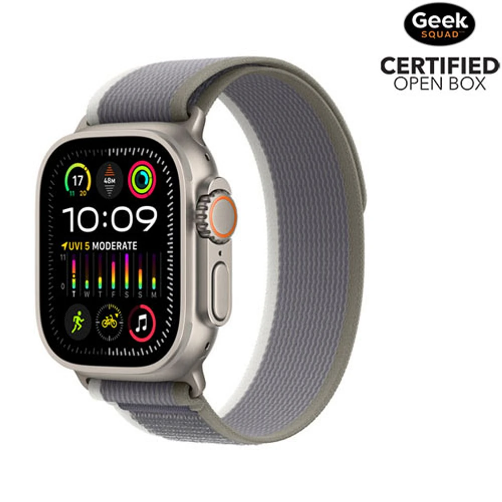 Open Box - Apple Watch Ultra 2 (GPS + Cellular) 49mm Titanium Case with Green Grey Trail Loop - Small/Medium