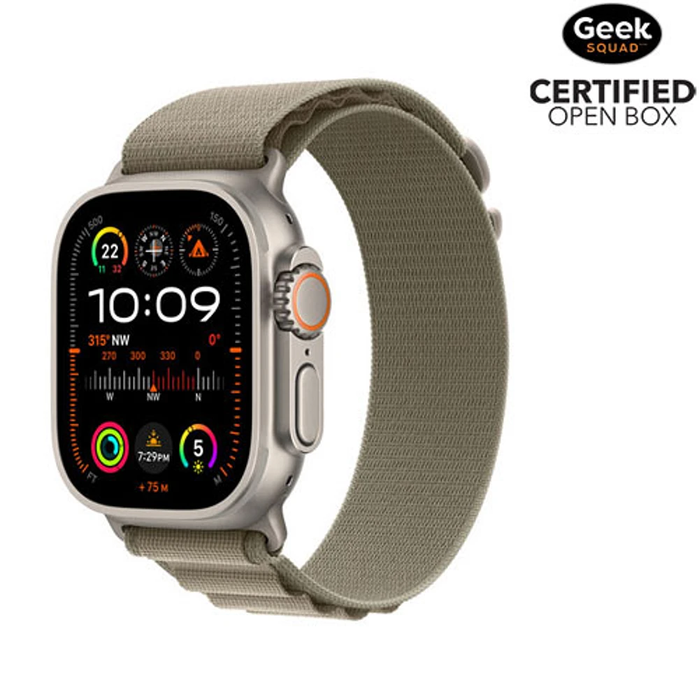 Open Box - Apple Watch Ultra 2 (GPS + Cellular) 49mm Titanium Case with Olive Alpine Loop - Medium