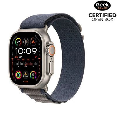 Open Box - Apple Watch Ultra 2 (GPS + Cellular) 49mm Titanium Case with Blue Alpine Loop - Small