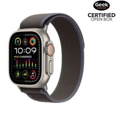 Open Box - Apple Watch Ultra 2 (GPS + Cellular) 49mm Titanium Case with Blue Black Trail Loop - Medium/Large