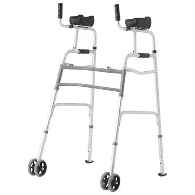 Medline 2-Button Folding Walker - Silver