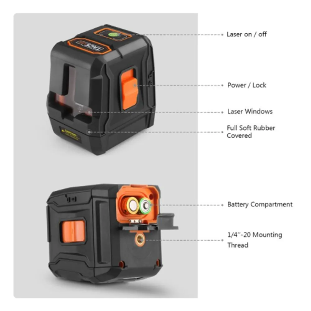 Huepar 12 Lines 3D Self-Leveling Laser Level with LCD Screen 3x360  Bluetooth Connected Green Beam Cross Line Level Tool -360  Horizontal/Vertical Laser