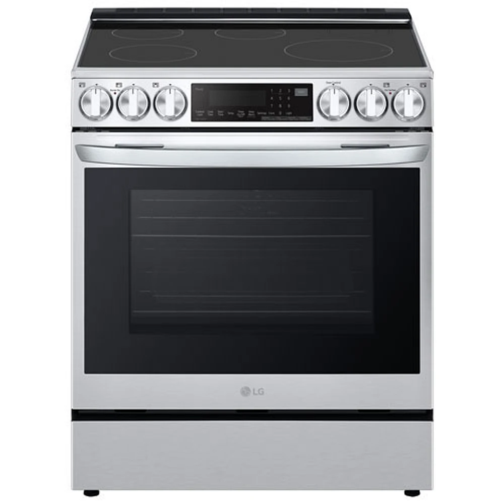 Boîte ouverte - Cuisinière à induction encastrable convection véritable friture air chaud 6,3 pi³ 30 po de LG (LSIL6336F) - Inox - Parfait état