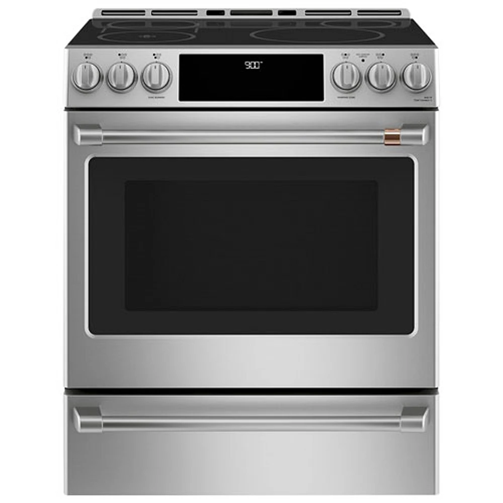 Cafe 30" 5.7 Cu Ft True Convection 5-Element Slide-In Electric Air Fry Range (CHS90XP2MS1) -Stainless Steel