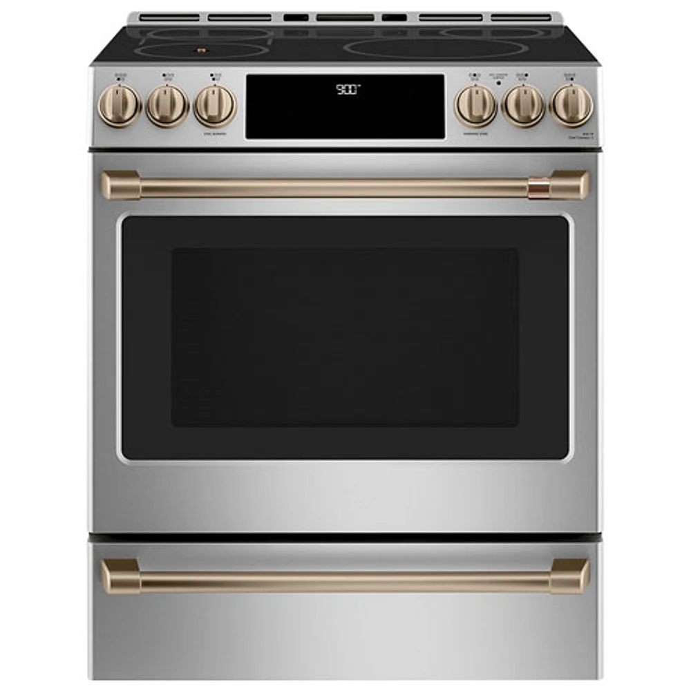 Cafe 30" 5.7 Cu Ft True Convection 5-Element Slide-In Electric Air Fry Range (CHS90XP2MS1) -Stainless Steel