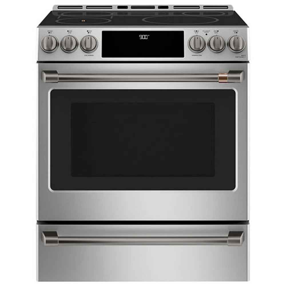 Cafe 30" 5.7 Cu Ft True Convection 5-Element Slide-In Electric Air Fry Range (CHS90XP2MS1) -Stainless Steel