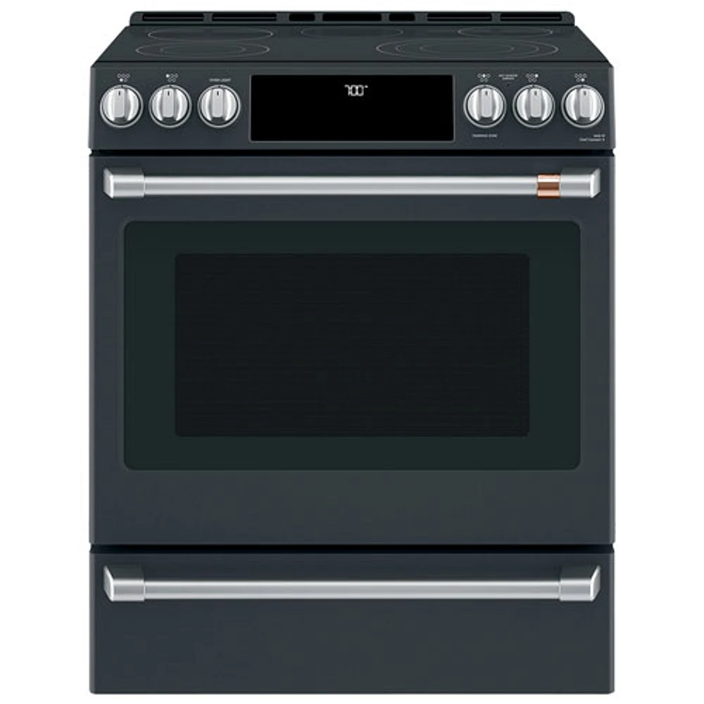 Cafe 30" 5.7 Cu Ft True Convection 5-Element Slide-In Electric Air Fry Range (CCES700P3MD1) -Matte Black