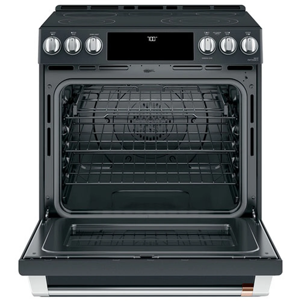 Cafe 30" 5.7 Cu Ft True Convection 5-Element Slide-In Electric Air Fry Range (CCES700P3MD1) -Matte Black